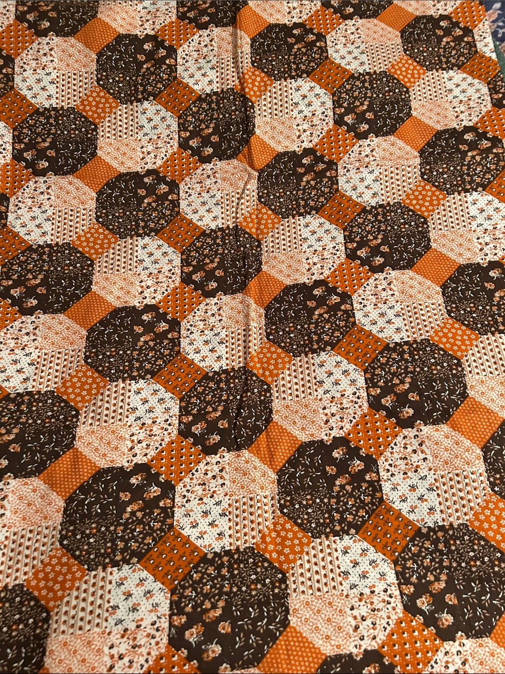 New Quilting fabric - print pattern Orange & Brown